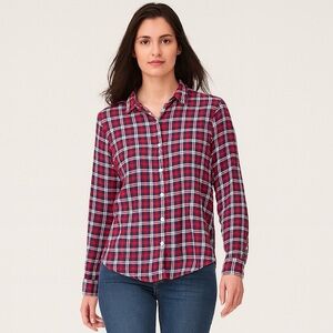 Brooks Brothers 346 Red Flannel Plaid Button Up Shirt Size 8